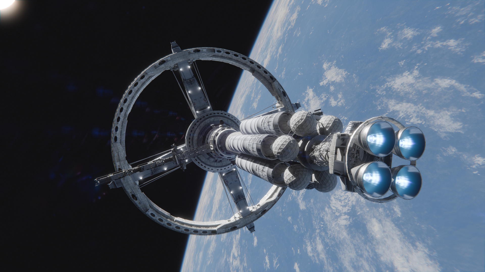 Phoenix ship leaving earth mid animation frame 78